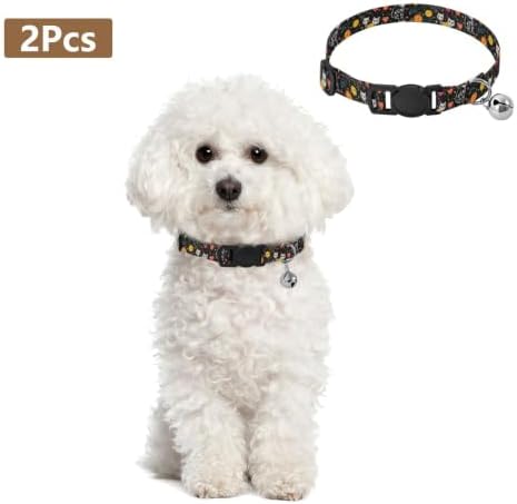 Skeleton Cats Black Kitten Collars 2 Pack for Puppies Adjustable Length 10.6" to 17.1"