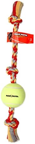 Mammoth Flossy Chews Tug with BIG 6-Inch Tennis Ball, X-Large, 36-Inch, Assorted Multicolor (51100F)