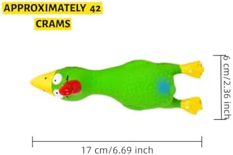 6.7" Squeaky Latex Dog Toy gripping, Cute Little Chicken Rubber Toy for Chewing and Grinding Teeth Interactive Play for Small Medium Dogs -(1Pcs Green)