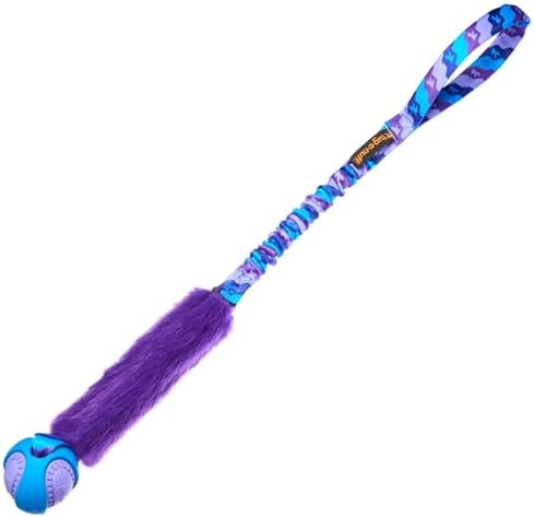 Tug-E-Nuff Fauxtastic PowerBall Bungee Tug (Purple Pattern) Dog Toys, 25 in