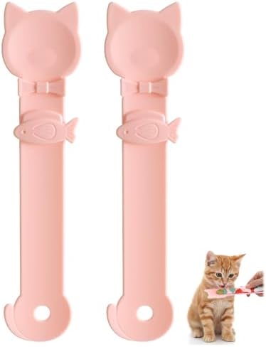 2 Pack Cat Squeeze Treat Spoon, Cute Cat Treat Feeder Spoon