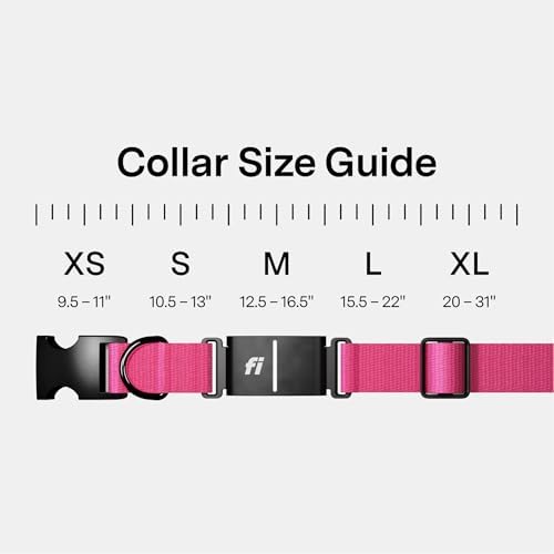 Fi Series 3+ GPS Dog Collar X-Large Pink, Tracker with 6-Month Plan | Waterproof build, LED safety light, escape alerts, nationwide coverage, iOS and Android app, activity monitoring