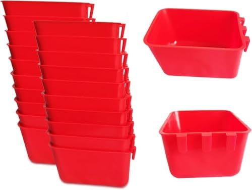 Hanging 16 OZ Cage Cup 20 PCS Chicken Feeder Waterer Bird Food Dishes Rabbit Water Pigeon Feeding Watering Bowl with Hooks Bunny Poultry Coop Drinker Duck Quail Seed Treats Dispenser