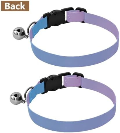 2 Pack Pet Collar Gradient Purple Blue Puppy Collar with Bell, Adjustable 10.6 to 17.1 Inches