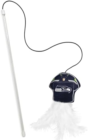 Pets First NFL Seattle Seahawks Team Jersey Wand with CAT NIP, Cat Toy Jersey Shaped Plush Teaser Toy for Cats & Kittens - Interactive Pet Toy for Play & Exercise