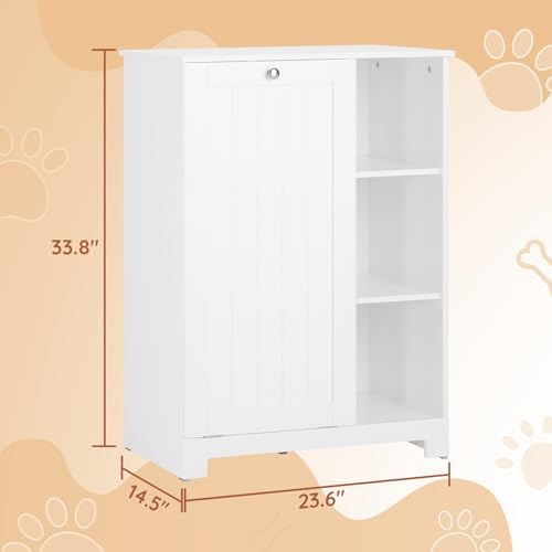 Tilt-Out Dog Food Storage Cabinet, Multi Size, White
