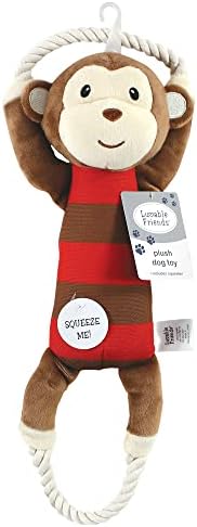 Luvable Friends Unisex Baby Squeaky Plush Dog Toy With Rope