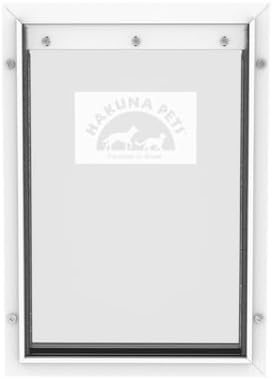 Hakuna Pets Deluxe Aluminum Pet, Cat and Dog Door with 2-Way Locking Panel for Screens, Doors and Walls up to 2.8" Thick, Large, White