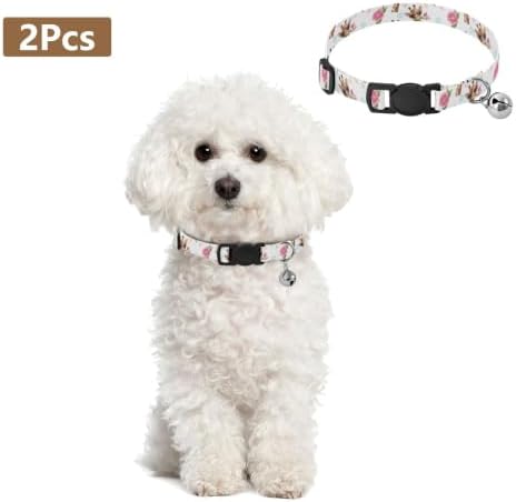 2 Pack Kitten Collars Giraffes Heart Sunglasses Cat Bell Collar, Adjustable 10.6 to 17.1 Inches