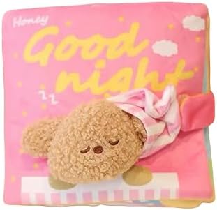 StarSnowe×Cute Dog Enrichment Toys,Squeaky Snuffle Book Series,Interactive Sniff Mat for Mental Stimulation & Slow Feeding,Treat Puzzle Toys for Puppy,Crinkle Gifts (Pink - Good Night)