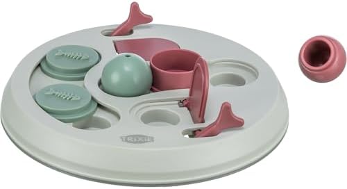 TRIXIE Cat Activity Hide 'N Slide Strategy Game – Cat Puzzle Toy with Treat Dispenser for Mental Stimulation – Interactive Puzzle Feeder for Enrichment Exercises – 9.1 in, ø 23 cm
