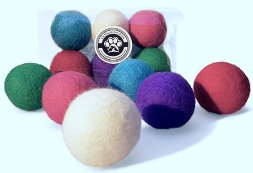 Wool Cat Toys - Felt Balls Assortments for Small Pet Fetch and Play - Eco Friendly Quiet Wool Ball Toy for Cats and Kittens - 6 PCS Choose Your Colors (Variety Pack)