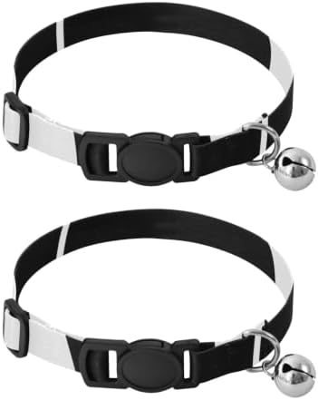 2 Pack Pet Collar Black White Polka Dots Cat Bell Collar, Adjustable Length 10.6" to 17.1"