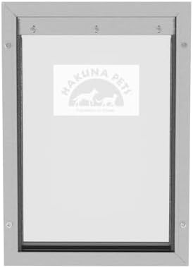 Hakuna Pets Deluxe Aluminum Pet, Cat & Dog Door with 2-Way Locking Panel for Screens, Walls & Openings up to 2.8" Thick, Large, Silver