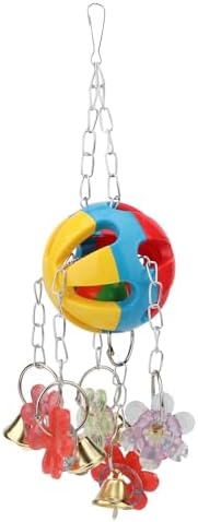 Hypeety Parrot Ball Toy Plastic Colorful Bird Chew Ball with Bells for Cage