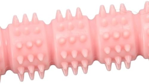 Dog Rubber Chew Toy, Bone Shape Puppy Teething Toy with Massage Bumps, 5.59 in, for Small and Medium Dogs(Pink)