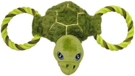 Jolly Pets Tug-A-Mal Turtle Squeaky Tug Dog Toy, Medium