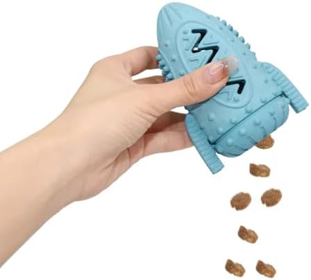 Feed N' Fetch Interactive Treat Rocket - Multipurpose Dog Feeder, Teeth Cleaner & Treat Dispenser - Food Puzzle Toy for All Dog Breeds & Sizes