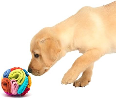Glaciart One Snuffle Ball for Dogs - 5”x 5” 100% Natural Wool- Treat Dispensing Puzzle Toy for SM & MED Breeds - Mental Stimulation, Slow Feeding, and Interactive Play - Machine Washable