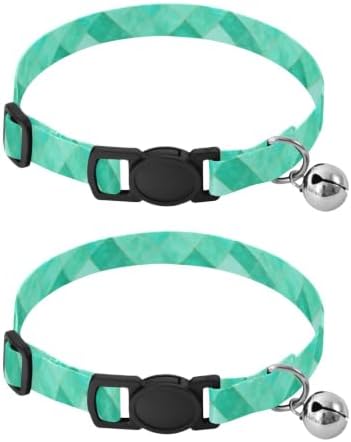 Turquoise Aqua Tiles Pet Collars 2 Pack Collar for Kitten Adjustable 10.6 to 17.1 Inches