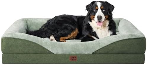 EHEYCIGA Orthopedic XL Dog Bed for Large Dog, Memory Foam Dog Couch, Green | 48x35 Inch Extra Large Sized Dog Sofa with Sides, Waterproof Liner & Washable Removable Cover, Bolster Pet Couch