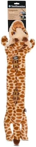 Smithsonian Longamals Giraffe Plush Dog Toy – 30" Crinkle & Squeaky, Stuffing-Free Interactive Tug Toy for Medium & Large Dogs