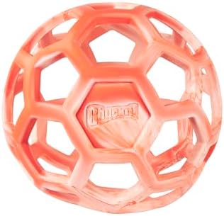 Chuckit! Holee Roller Dog Treat Puzzle Ball, Large (3"), Orange – Interactive Treat & Chew Puzzle Toy for Dogs 60–100 lb – Durable Rubber Fetch Ball for Mental Stimulation – Pack of 1