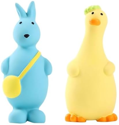 2 Pieces Latex Dog Squeaky Toys, Cute Animal Design Interactive Pet Toys (Blue)