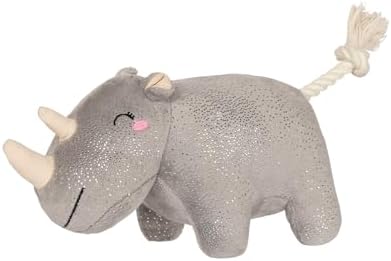 Fringe Studio Plush Dog Toy with Rope, Rhino You Want ME?, Pet Shop Collection (314594)
