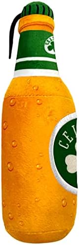 NBA Boston Celtics Beer Bottle Plush Dog & CAT Squeak Toy - Cutest Stadium SODA Bottle Snack Plush Toy for Dogs & Cats with Inner Squeaker & Beautiful Basketball Team Name/Logo