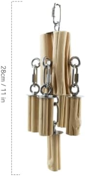 AOTU Medium Large Parrot Chew Toy, 304 Stainless Steel Natural Hardwood Bird Toys, Safe Durable Hanging Interactive Enrichment Toy for Macaw, Cockatoo, African Grey, Amazon Parrots