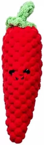 Squeaky Veggies Stuffed Dog Toy Crinkle Plush Interactive Chew Toy for Small Medium Dogs Soft Teething Puppy Toy with Sound Mental Stimulation Birthday Pet Gift (Chili)