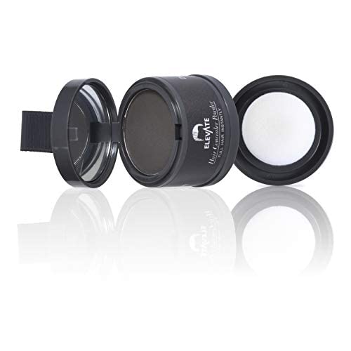 ELEVATE Hair Line Powder Instantly Conceal Hair Loss for Thinning Areas - Shadow Makeup - Root Cover Touch Up with Puff Touch - Instant Gray Coverage for Men and Women (Dark Brown)
