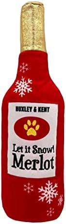 Huxley & Kent Funny Dog Toy w/Squeaker – Holiday Power Plush Squeaky Dog Toys for Small, Medium & Large Dogs – Soft Stuffed Animal for Indoor Play & Fetch - Let It Snow Merlot, Large