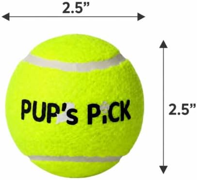 Pup's Pick Squeaky Tennis Balls - 2.5" Fun Dog Balls for Fetch, 12-Pack in Bright Colors (Yellow, Blue, Pink, Orange), Includes 1 Reusable Carry Bag