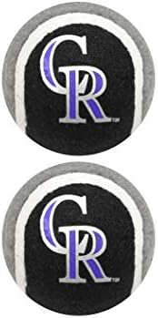 MLB Colorado Rockies TENNIS BALLS for DOGS & CATS - 2 piece set with Team Logo in Vibrant Team Color