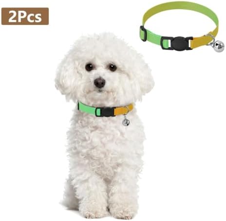 Yellow Green Gradient Easy to Wear Small Dog Collar 2 Pack Dog Collars for Small Dogs
