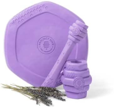 PROJECT HIVE ·PET COMPANY· Dog disc - Great for Fetch - Includes a Lick mat on Back - Floats in Water, Smooth Glide - Made in The USA (Calming Lavender)