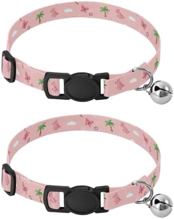 Cute Cartoon Dinosaurs Yellow Kitten Bell Collar 2 Pack Kitten Collars Adjustable Length 10.6" to 17.1"