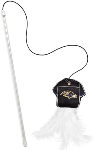 Pets First NFL Baltimore Ravens Team Jersey Wand with CAT NIP, Cat Toy Jersey Shaped Plush Teaser Toy for Cats & Kittens - Interactive Pet Toy for Play & Exercise