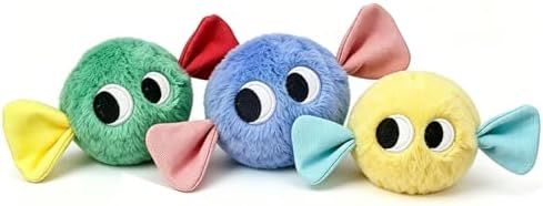 Squeaky Plush Ball Dog Toys for Small Dogs, Mini Breed, 2'' Soft Fuzz Ball
