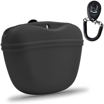 AUDWUD Silicone Dog Treat Pouch with Clicker Magnetic Closure Secure Clip