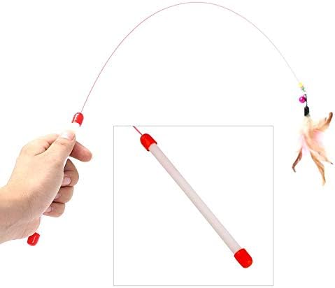 Cat Interactive Toy Stick Feather Wand With Small Bell Mouse Cage Toys Plastic Artificial Colorful Cat Teaser Toy Pet Supplies (Tpye7)