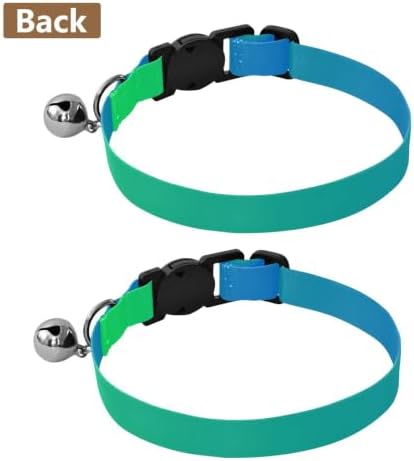 Blue Green Gradient Soft Cat Collar, 2 Pack Dog Collar with Bell