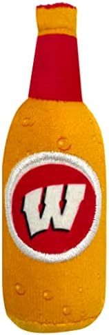 BEST PLUSH CAT TOY - NCAA WISCONSIN BADGERS Complete Set of 3 piece Cat Toys filled with Fresh Catnip. Includes: 1 Helmet Cat Toy, 1 Football Cat Toy with Feathers & 1 Beer Bottle. Beautiful Team LOGO