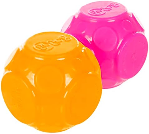 goDog 2-Pack Silent Squeak Ball Dog Toy Set, for Light to Moderate Chewers - Orange/Pink, 2-Pack