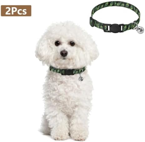 Peacock Feather Black Adjustable Buckle Cats Collar 2 Pack for Kitten