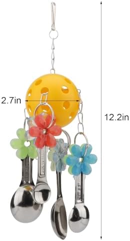 Hypeety Parrot Ball Toy Plastic Colorful Bird Chew Ball with Bells for Cage