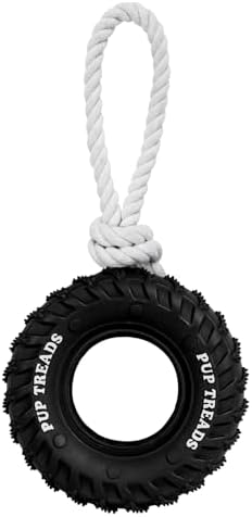 SCHITEC Dog Chew Toy with Rubber Tire & Tug of War Rope for Medium Large Dogs Aggressive Chewers, Interactive Fetch Play Treat Dispenser Pull Toys