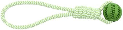 Mira's Pocket Indestructible Chew Toy for Aggressive Chewers - Durable Rubber Dog Teething Ball with Rope, Boredom Relief Puppy Toys (Blue, Small) (Green, Large)
